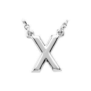 14K White Gold, Kendall Collection, Block Initial X Necklace, 16 Inch
